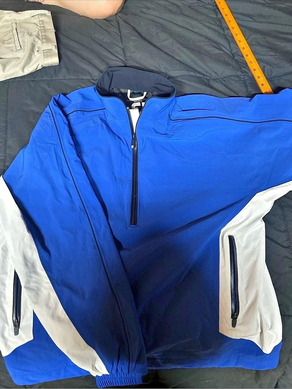 FJ Tour Collection Men's Color Block Windbreaker in Blue & White